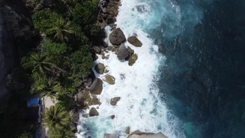 Diamond Beach waves from above Stock Footage 257203228