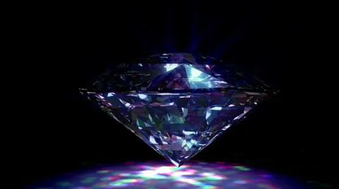 Diamond up. Beautiful spinning sparkling diamond ray traced with caustic and pri Stock Footage 33848341