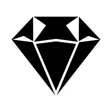 Diamond black vector icon on white background Stock Illustration