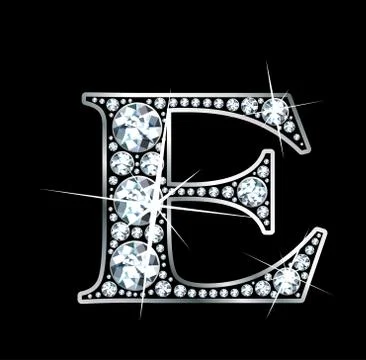 Diamond Bling "E" Raster Stock Illustration