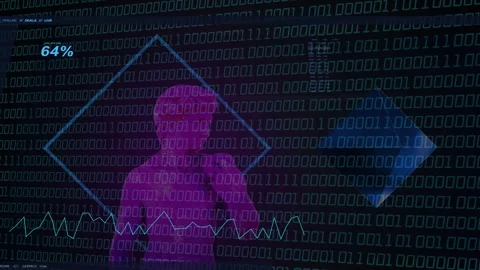 Diamond box forming and cyber-UI detecting magenta silhouette, tracking, fading, Stock Footage 334858411