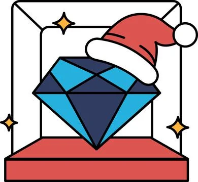 A diamond is in a box with a hat on top of it Stock Illustration