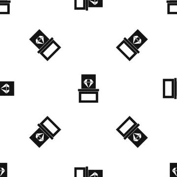 Diamond in box pattern seamless black Stock Illustration