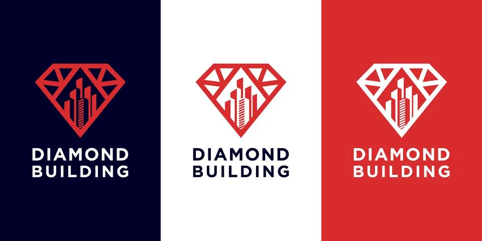 Diamond building logo design vector Stock Illustration