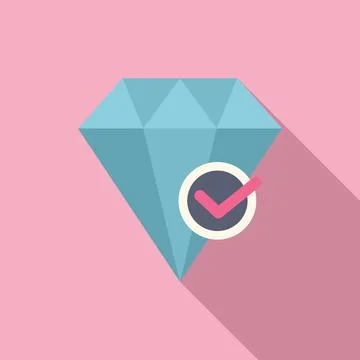 Diamond certified form icon flat vector. Cart rule policy Stock Illustration