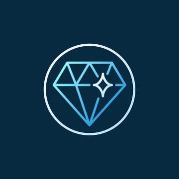 Diamond in Circle vector creative colored outline icon or logo Stock Illustration