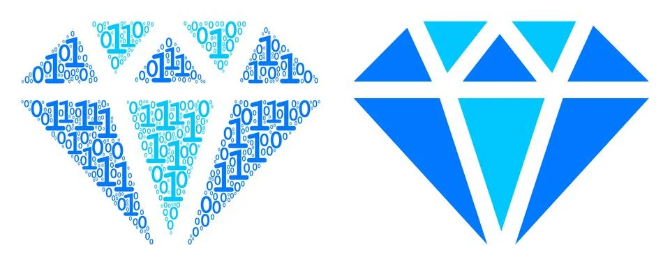 Diamond Collage of Binary Digits Stock Illustration
