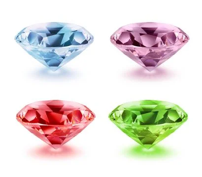 Diamond color variations on white background isolated Stock Photos