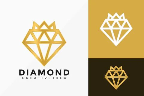 Diamond with Crown Logo Vector Design. Abstract emblem, designs concept, logo Stock Illustration