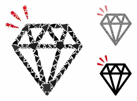 Diamond crystal Composition Icon of Tuberous Pieces Stock Illustration