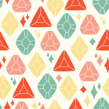Diamond crystal gems seamless pattern and vector Stock Illustration