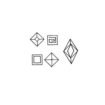 Diamond, crystal, logo of the elements of nature. Elements of ethno, fantasy, Stock Illustration