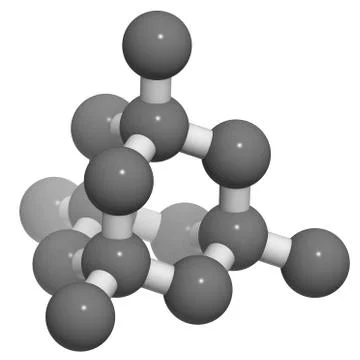 Diamond crystal structure - unit cell - unbound atoms omitted. Stock Illustration