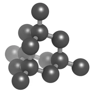 Diamond crystal structure - unit cell - unbound atoms omitted. Illustrazione stock