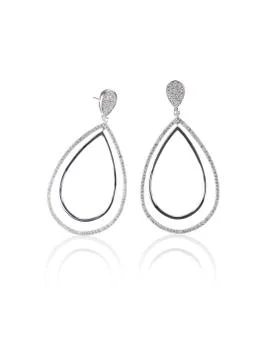 Diamond dangle drop earrings Stock Photos