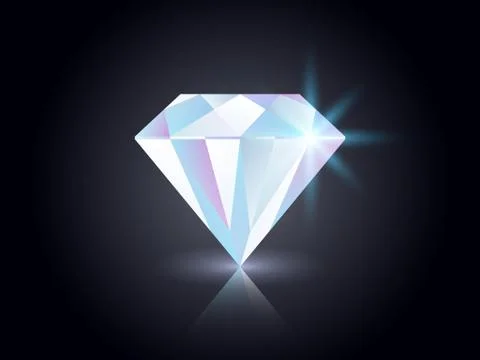 Diamond on dark background. Shining gemstone isolated on black Stock-Illustration