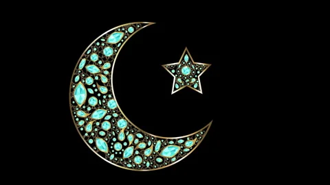 Diamond decorative moon star Video stock 261125735