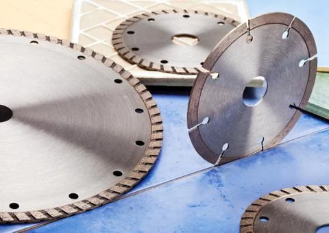 Diamond discs for cutting of tile Stock Photos