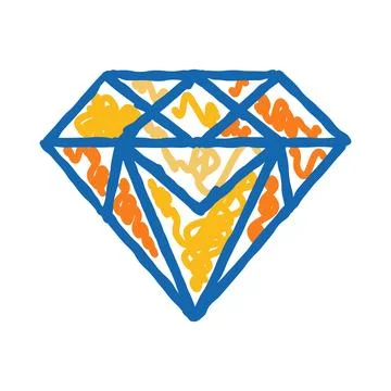Diamond doodle drawing with abstract precious gem icon Stock Illustration
