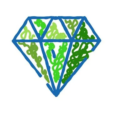 Diamond doodle drawing with green scribble filling Stock Illustration
