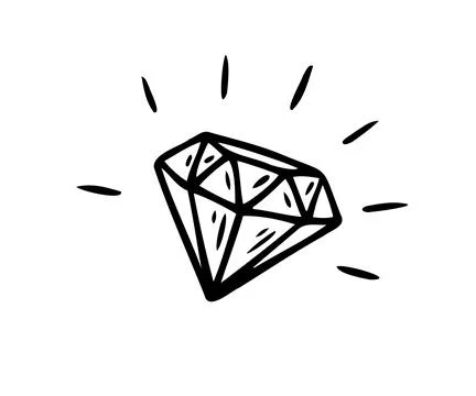 Diamond doodle icon hand drawn style. Outline Stock Illustration