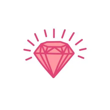Diamond doodle icon, vector color cute illustration Stock Illustration