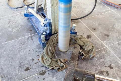 Diamond drill on tripod Stock Photos