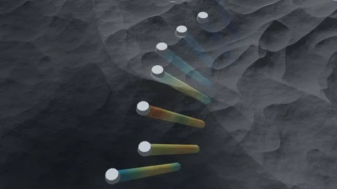Diamond Drilling Hole Traces Downhole Assay Profile Deposit Model Oblique Stock Footage 343632636