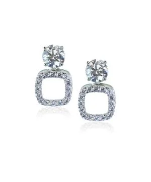 Diamond drop square earrings Foto stock