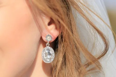 Diamond earring close up Stock Photos