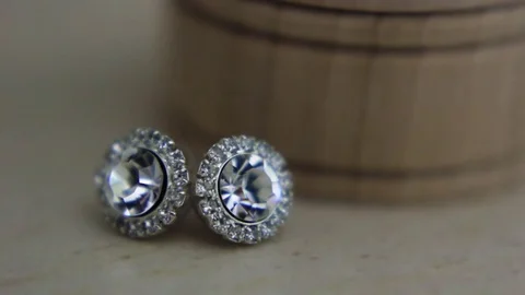Diamond Earrings Close Up Stock Footage 71588904