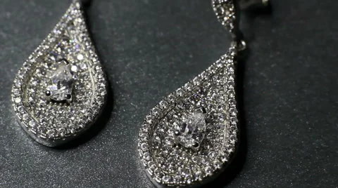Diamond Earrings Stock Footage 57773484