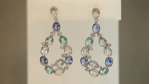 Diamond Earrings Stock Footage 87968721