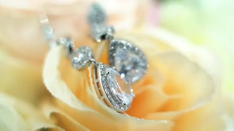 Diamond earrings Video stock 173428522
