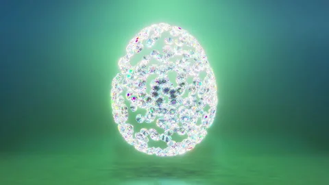 Diamond Egg rotating on bright background. Happy easter 3d render egg. Stock Footage 168946169