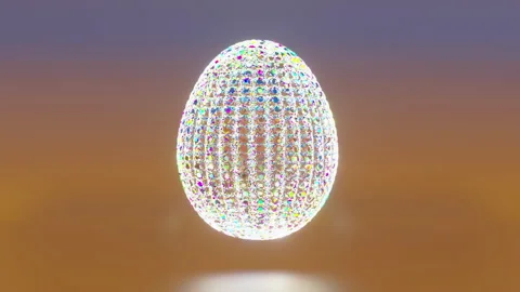 Diamond Egg rotating on bright background. Happy easter 3d render egg. Stock Footage 168946174