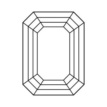 Diamond Emerald cut shape. Diamond top view. Gemstone outline icon for jewellery Illustrazione stock