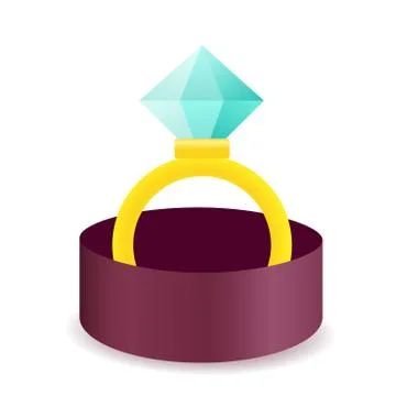 Diamond Engagement Ring in Box Vector Icon Stock-Illustration