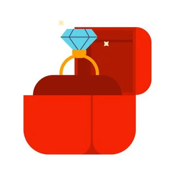 Diamond engagement ring in box vector icon. Stock Illustration