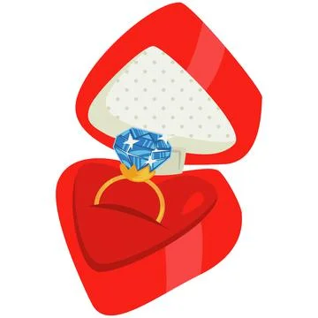 Diamond engagement ring in box vector icon. Stock Illustration