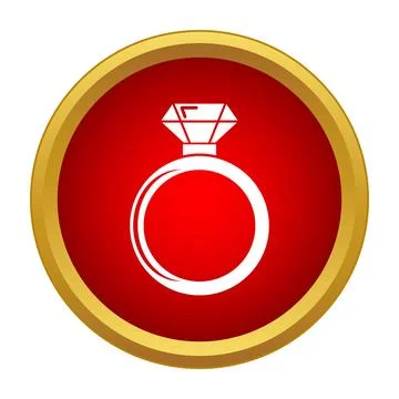 Diamond engagement ring icon on red circle button Stockillustratie