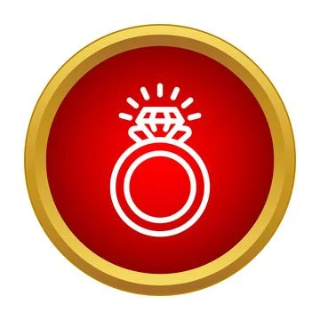 Diamond engagement ring icon on red button Stock Illustration