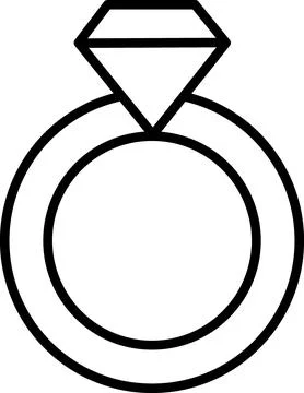 Diamond engagement ring line art icon Stock Illustration