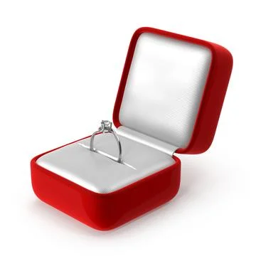 Diamond Engagement Ring in Open Red Velvet Box Illustrazione stock