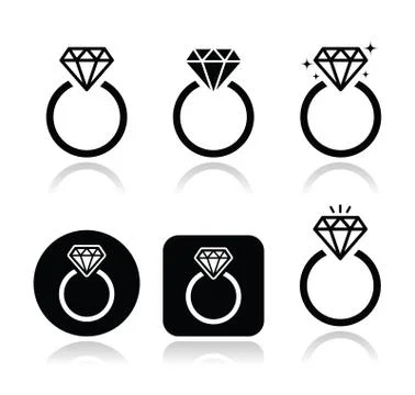 Diamond engagement ring vector icon Illustrazione stock