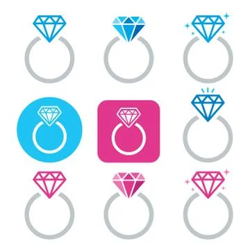 Diamond engagement ring vector icon - Valentine's Day Illustrazione stock