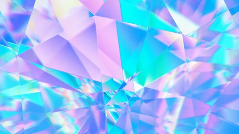 Diamond facets abstract diffraction background 3D render Stock Footage 158036640