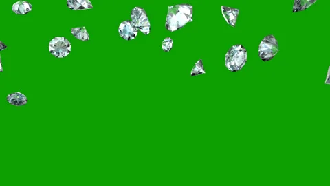 Diamond fall green screen video Stock Footage