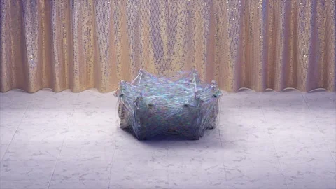 Diamond figures bound by a sticky transparent web jump out of the circle in a 스톡 동영상 245988436