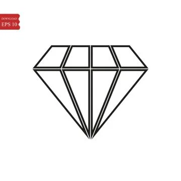 Diamond flat icon. Single high quality outline symbol of wedding for web desi Stock Illustration